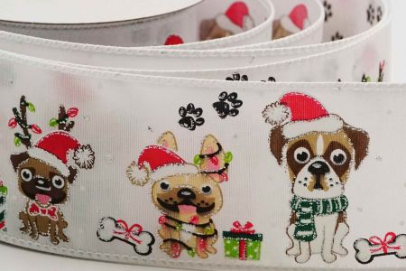 Christmas Pets Wired Ribbon_KF6975GC-1-1_white